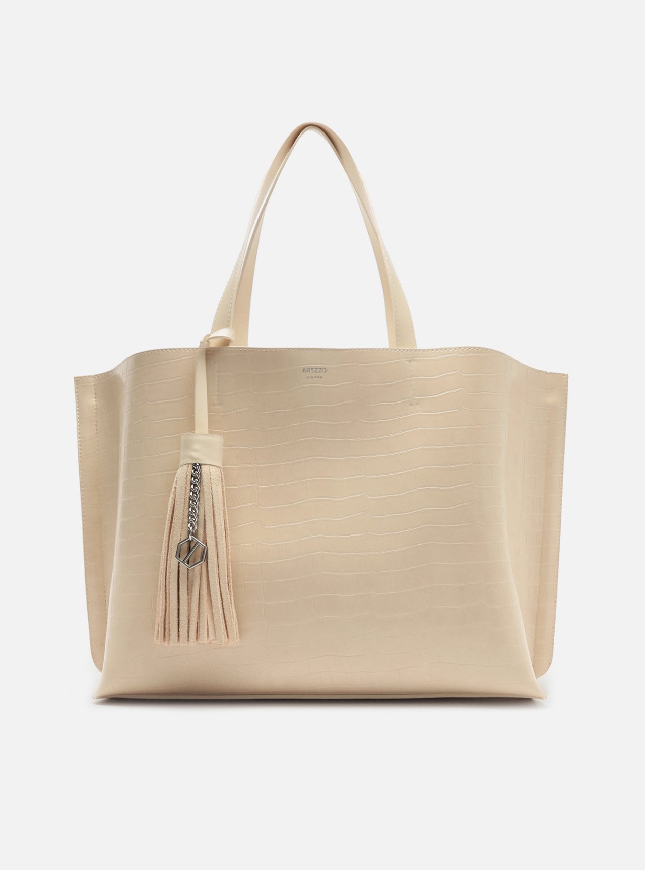 Bolsa Shopping Branca Croco Valentina Grande — foto 1