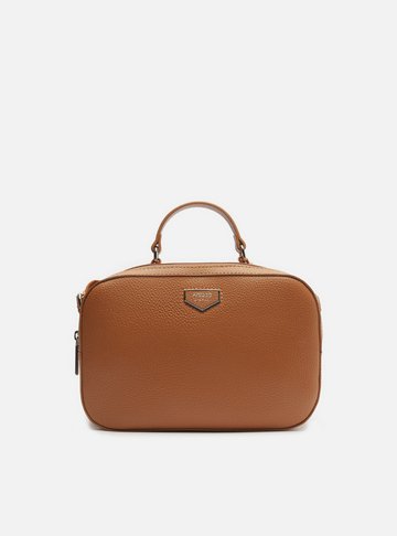 Bolsa Tiracolo Marrom Média Detalhe Metal
