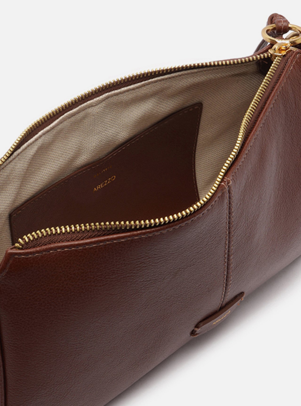 Bolsa Shoulder Marrom Couro Média Costura Corrente — foto 4