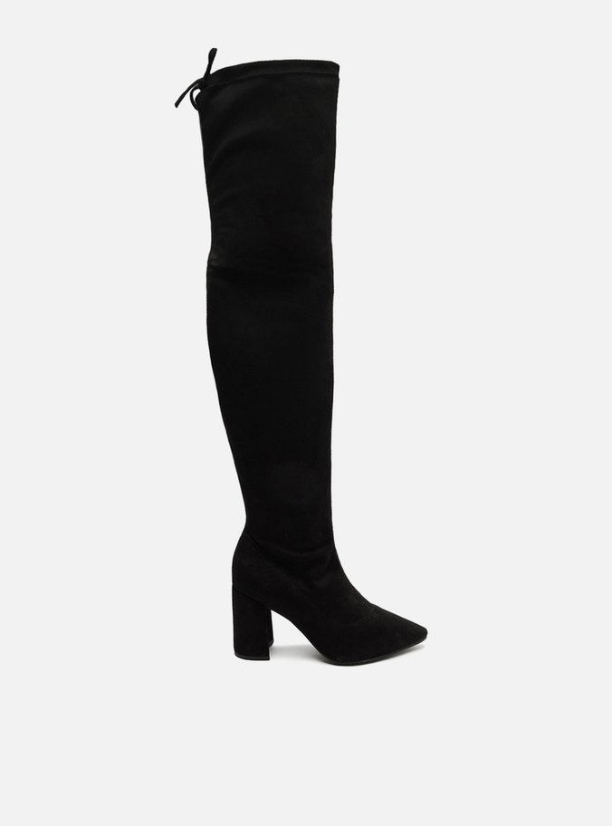 Bota Over The Knee Preta Suede Bloco
