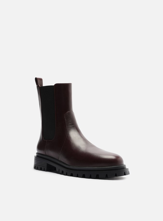 Bota Marrom Couro Cano Curto Tratorada Elástico