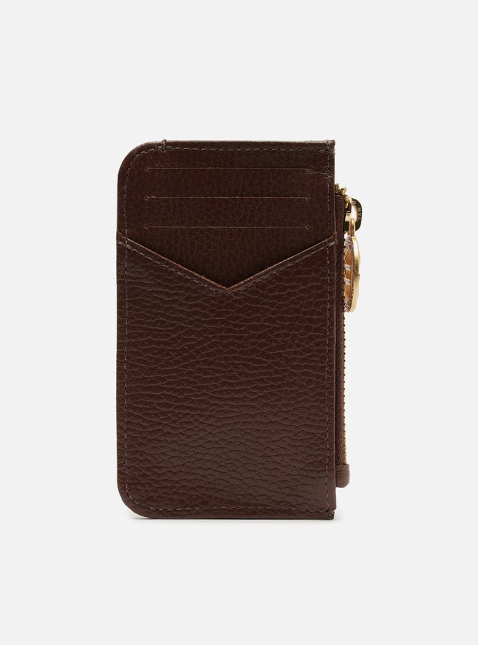Porta-Cartão Marrom Couro Bolso Zíper