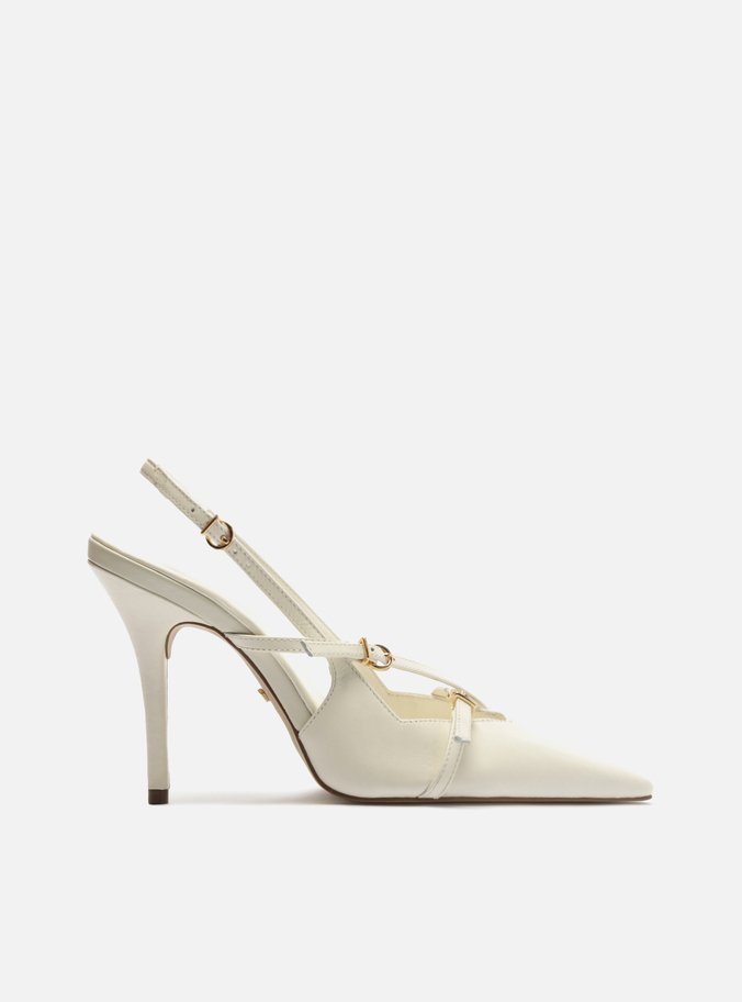 Scarpin Branco Verniz Salto Alto Slingback Amélia