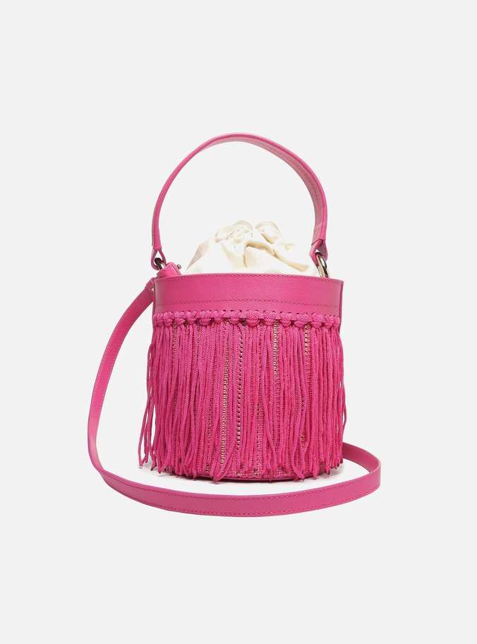 Bolsa Bucket Rosa Franjas Luci Média