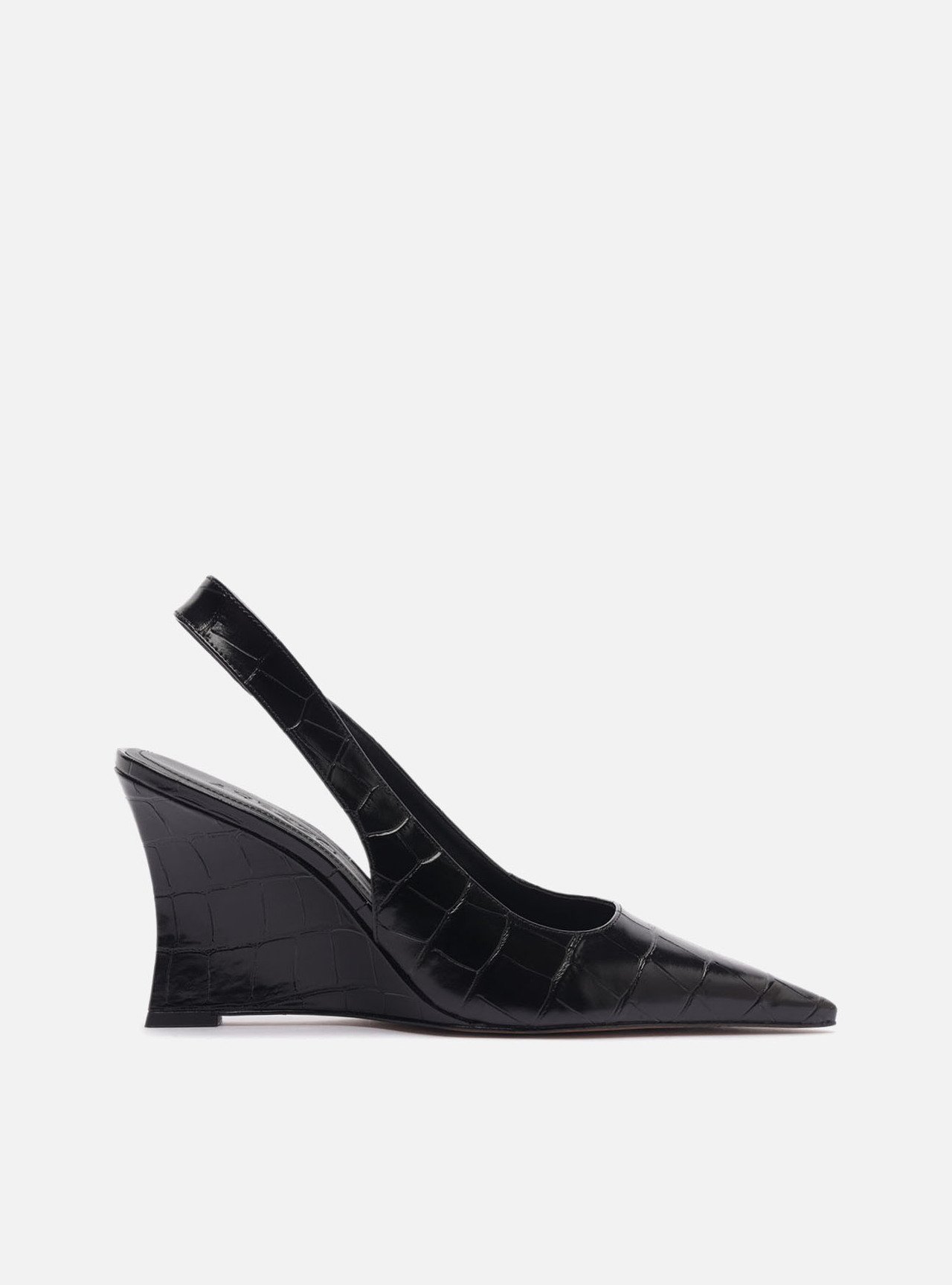Scarpin Preto Verniz Anabela Slingback — foto 1