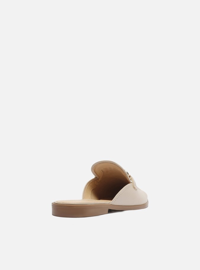 Mule Nude Couro Bridão Metálico Básica