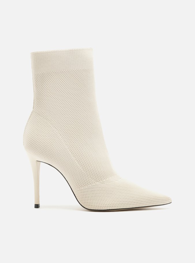 Skinny Boot Off-White Knit Salto Alto Helena