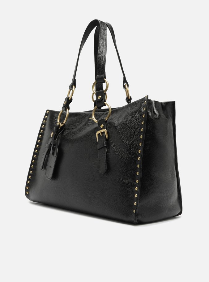 Bolsa Shopping Preta Couro Cora Grande