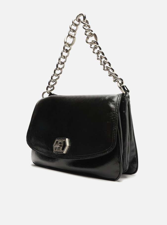 Bolsa Tiracolo Preta Couro Amélia Grande