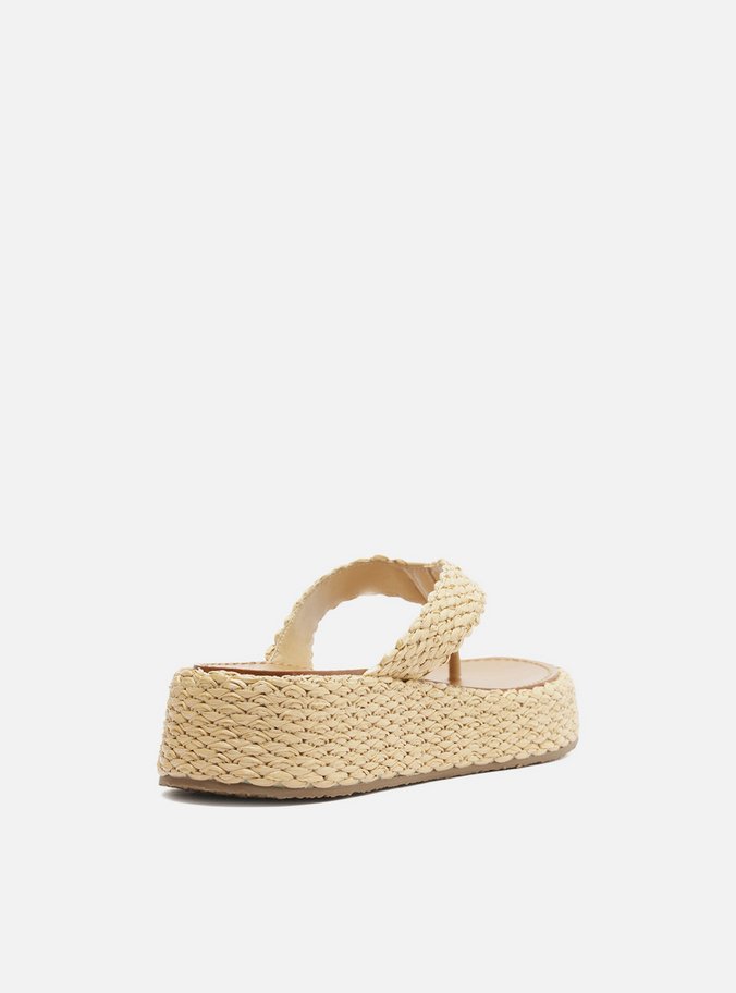 Tamanco Bege Palha Flatform Thong