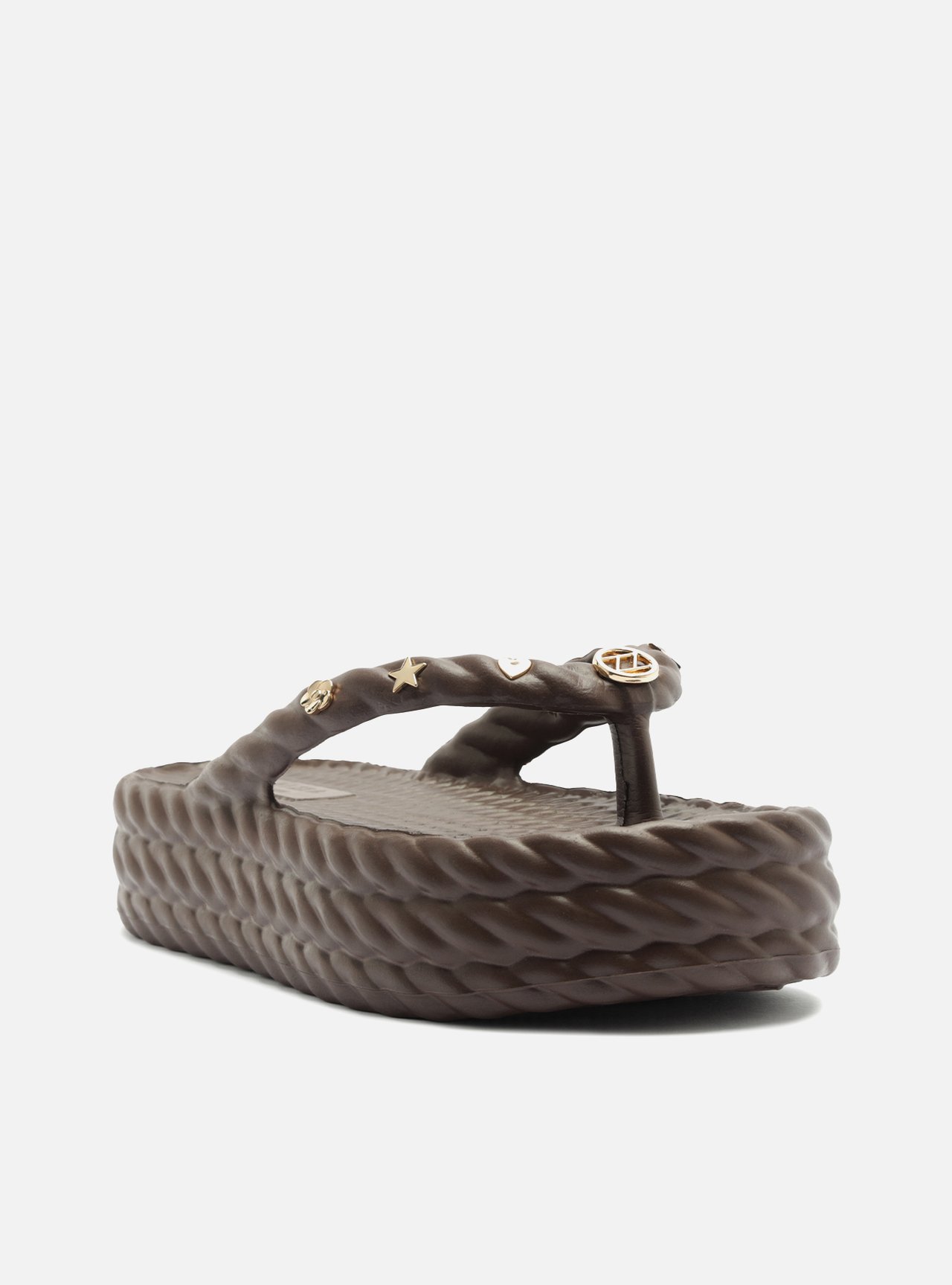 Sandália Marrom Flatform Metais Brizza — foto 2