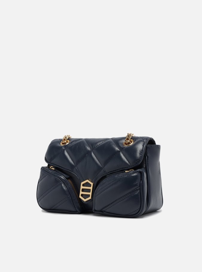 Bolsa Tiracolo Azul Couro Média Matelassê