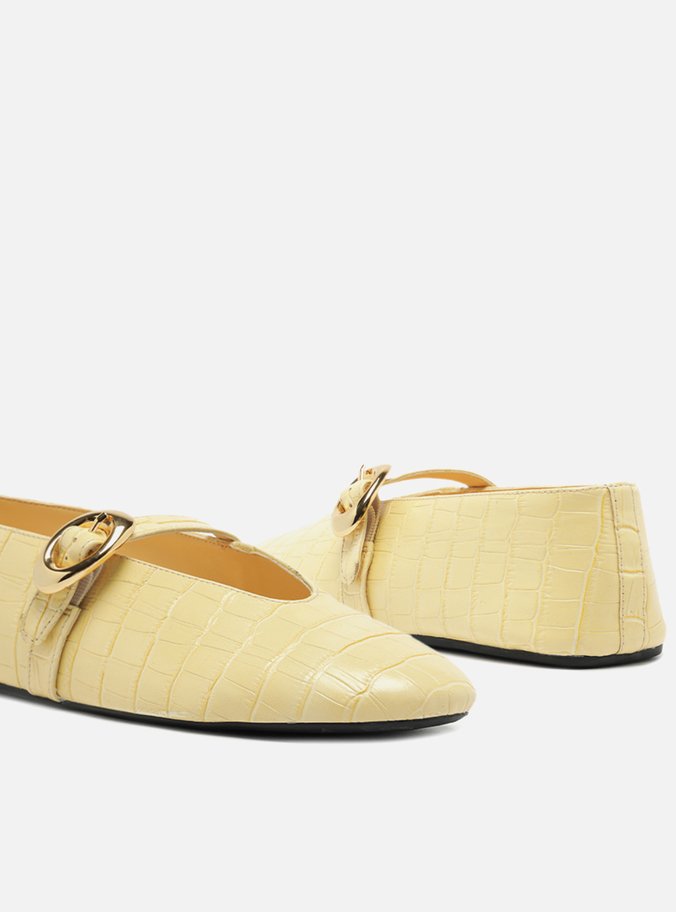 Sapatilha Amarela Croco Fivela Maxi