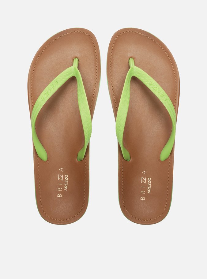 Chinelo de Dedo Verde Lima Palmilha Marrom Fit