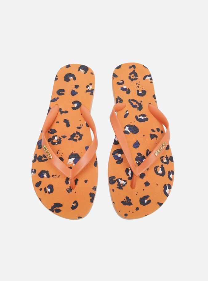 Chinelo de Dedo Animal Print Laranja Brizza
