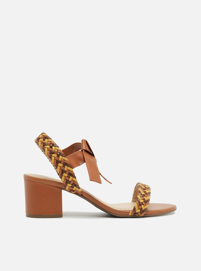 Sandália Multicolorido Trançada com Laço Salto Bloco