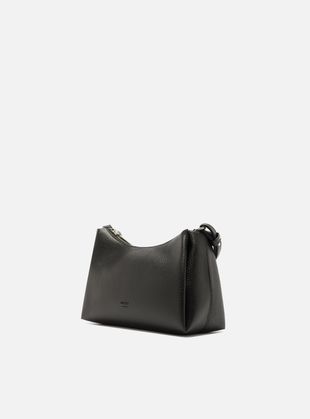 Bolsa Tiracolo Preta Granulada Metais — foto 2