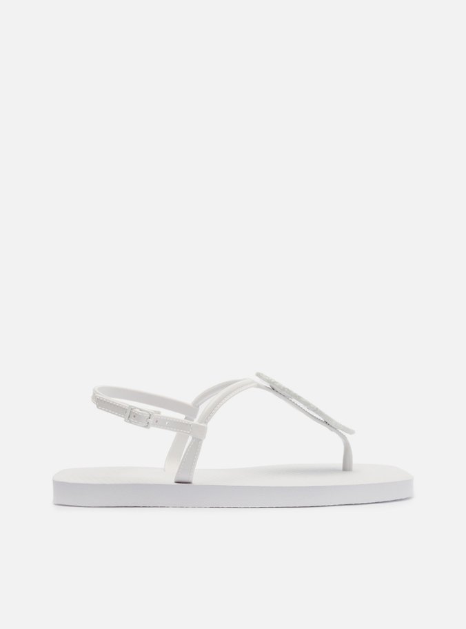 Sandália Rasteira Branca Slim Square Quartzo