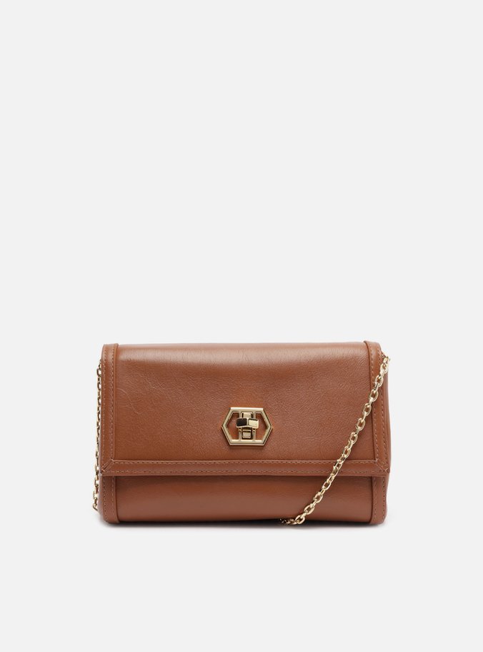 Bolsa Tiracolo Marrom Couro Média Encaixe Metal
