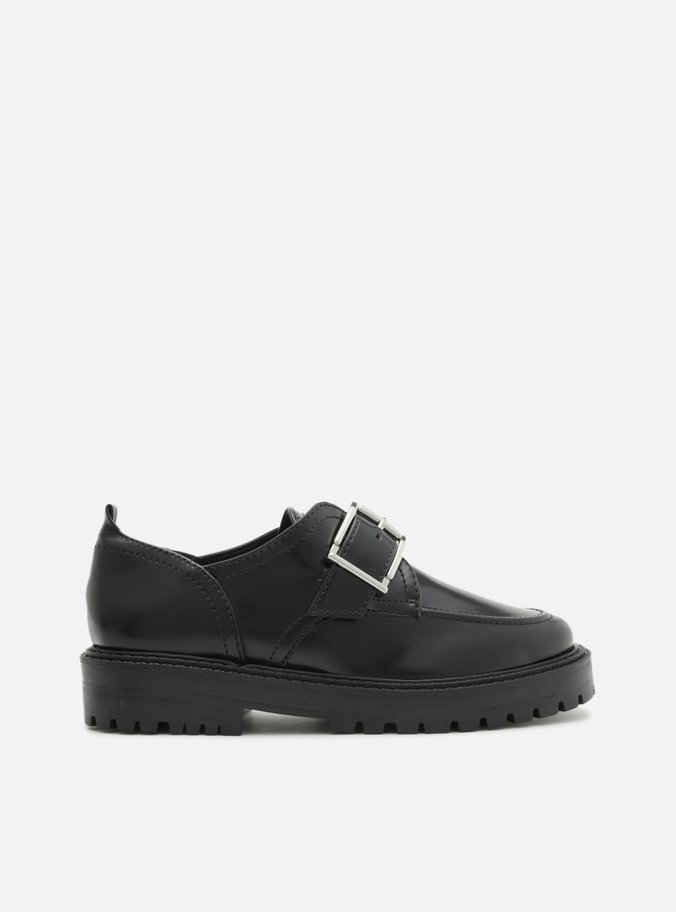 Mocassim Preto Tratorado Fivela Harper
