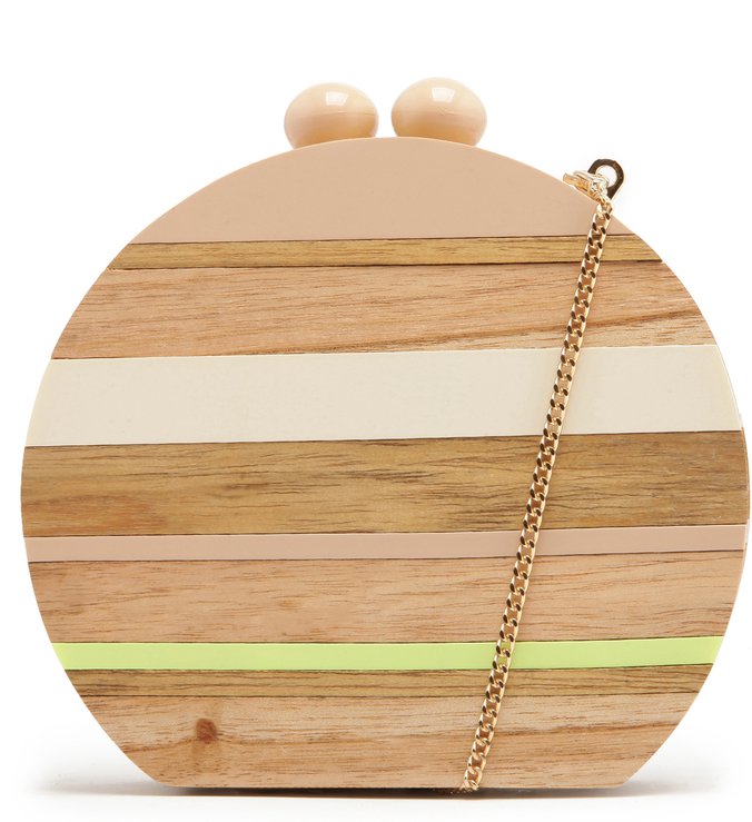 Bolsa Clutch Acrílico Madeira Adélia Pequena Multicolorida