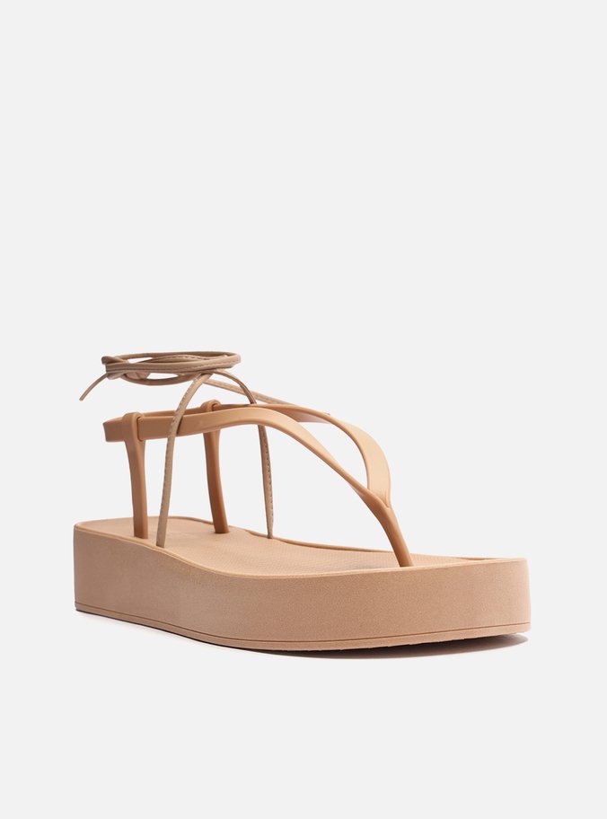 Sandália Marrom Flatform Amarração Bela Brizza