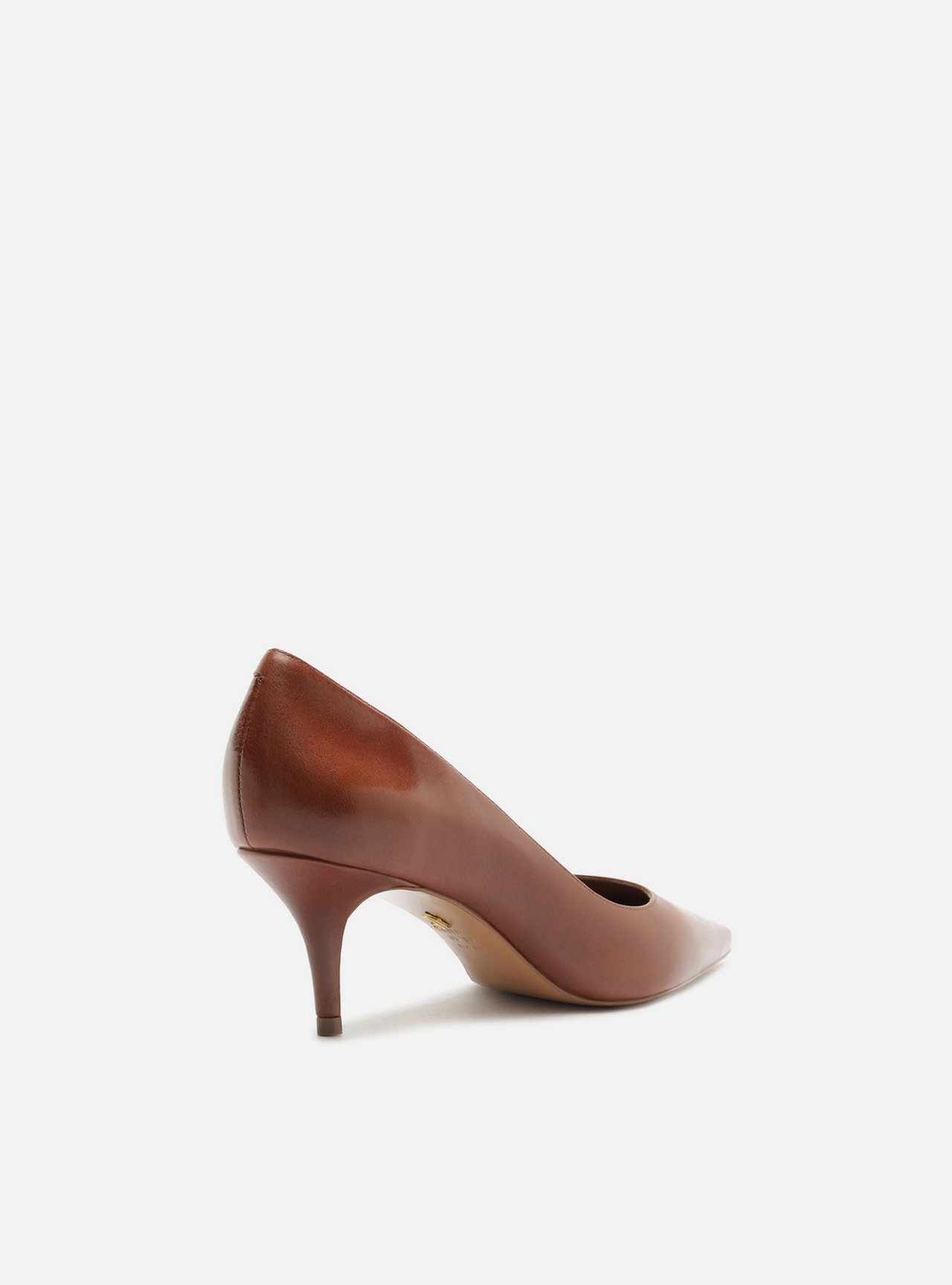 Scarpin Marrom Couro Salto Fino — foto 3