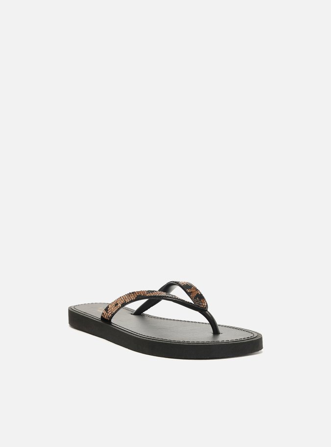 Chinelo de Dedo Preto Print Recouro Essential Strass