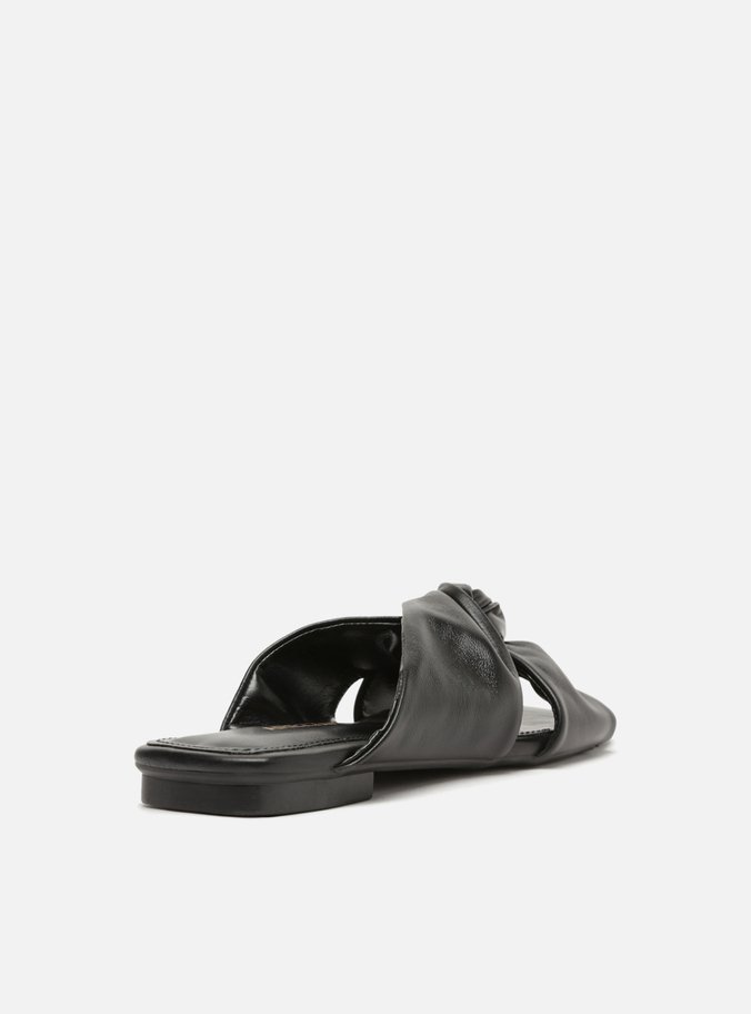 Rasteira Preta Tiras Largas Flats
