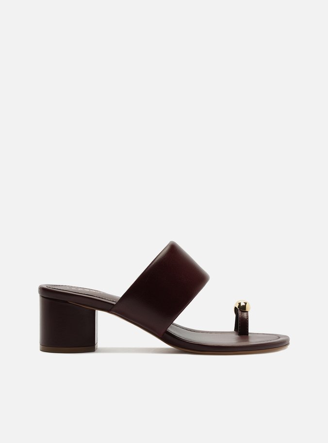 Sandália Vermelha Couro Salto Bloco