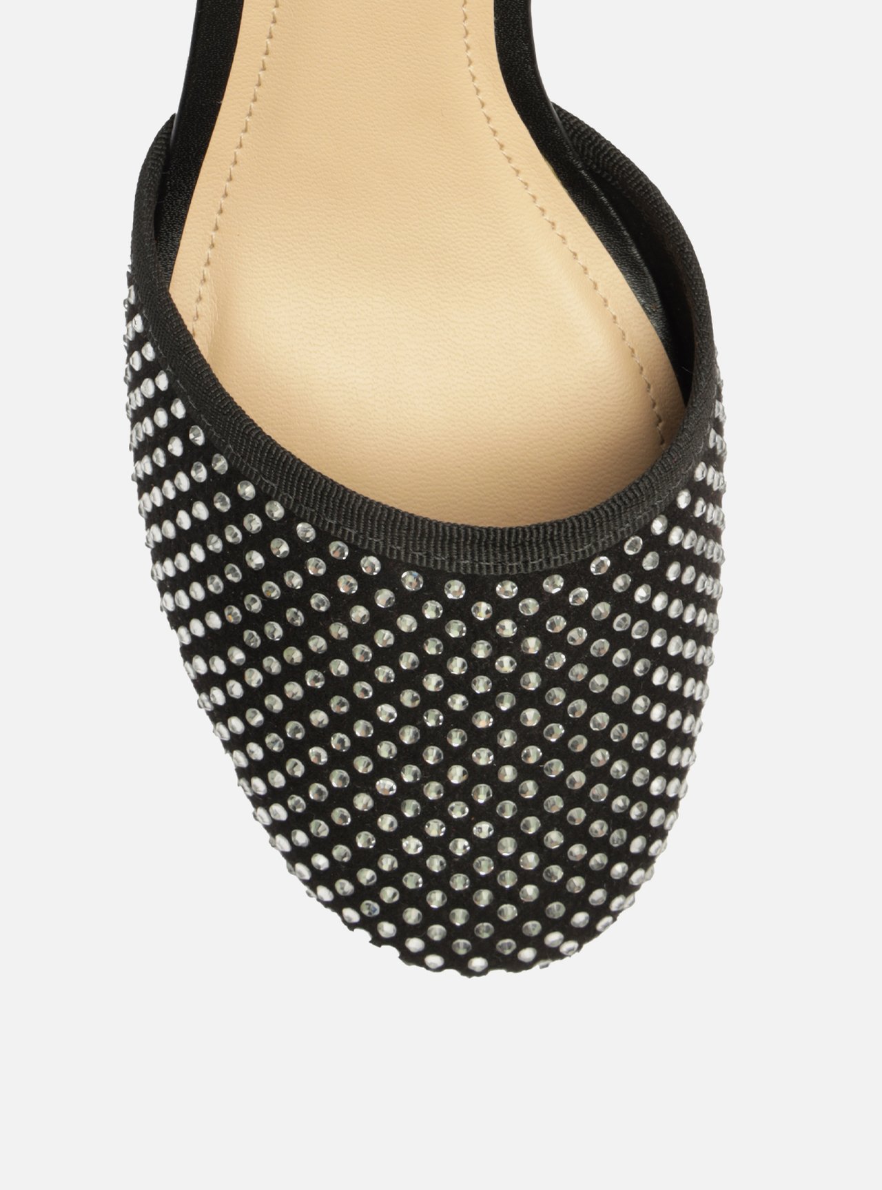 Scarpin Preto Salto Bloco Aberto Strass — foto 5