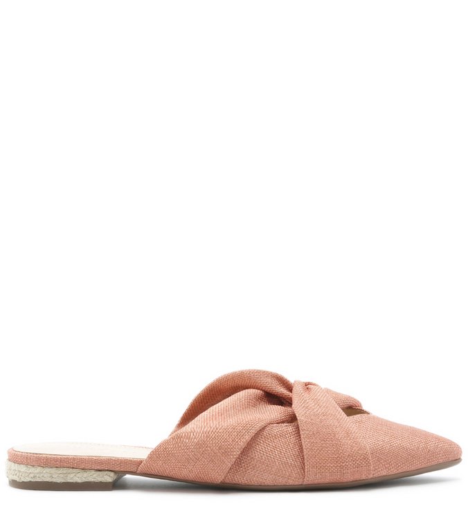 Mule Tecido Linho Recorte Lace Up Laranja