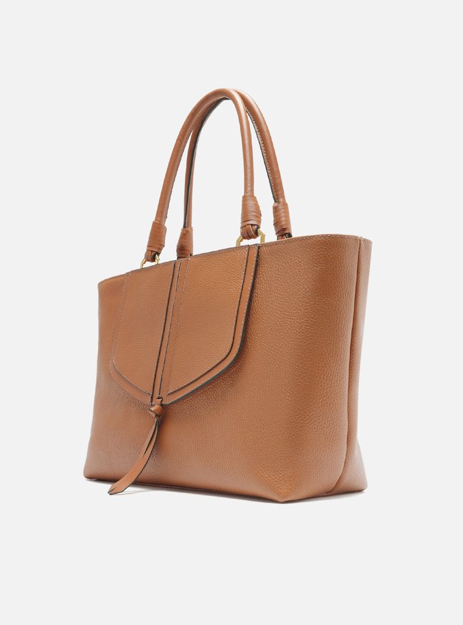 Bolsa Shopping Marrom Couro Grande Recortes Capa