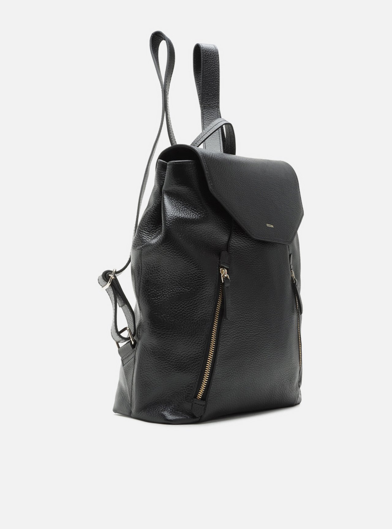 Mochila Preta Couro Grande Bolsos — foto 5