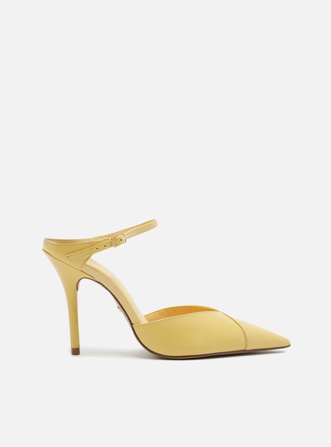 Scarpin Amarelo Couro Salto Alto