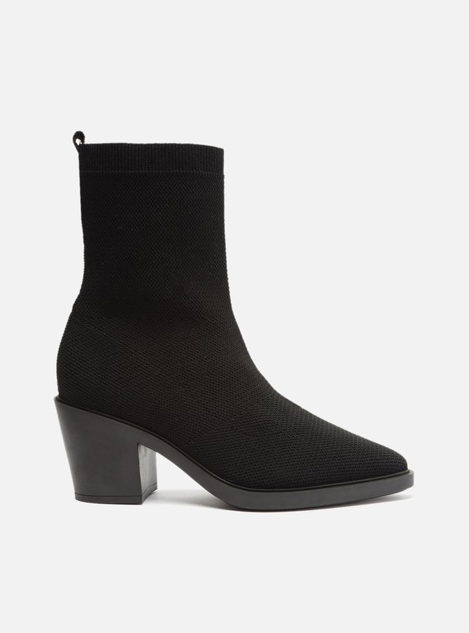 Bota Preta Knit Cano Médio Western