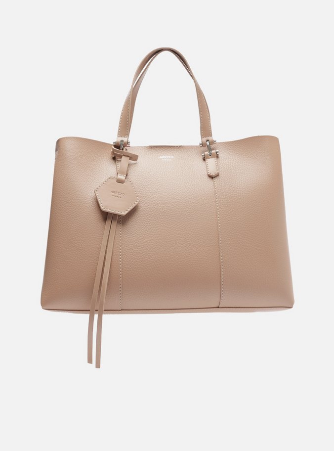 Bolsa Tote Bege Grande Bag Charm Hexágono