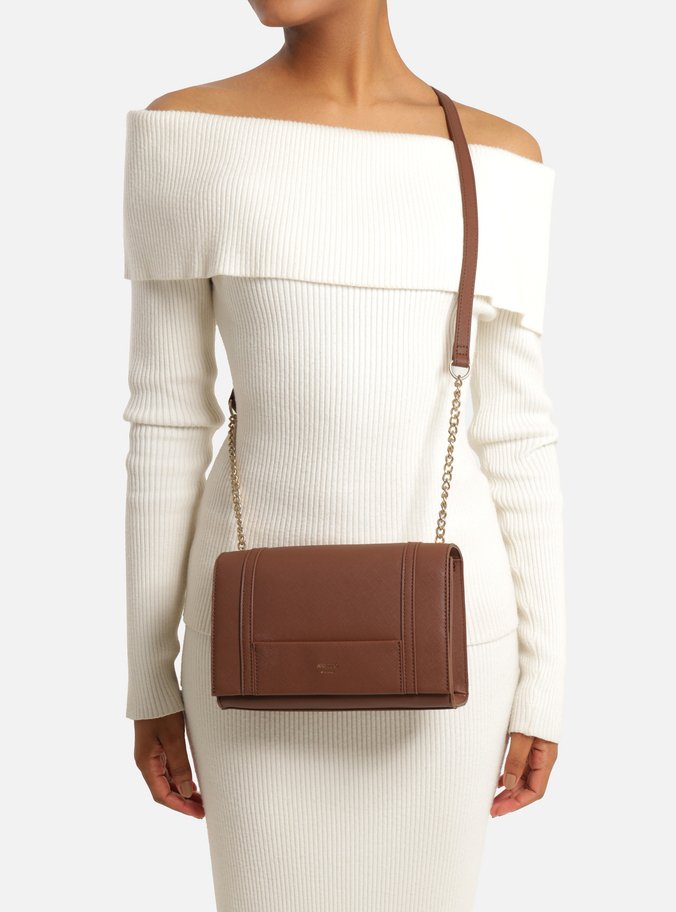 Bolsa Tiracolo Marrom Média Corrente Tampo