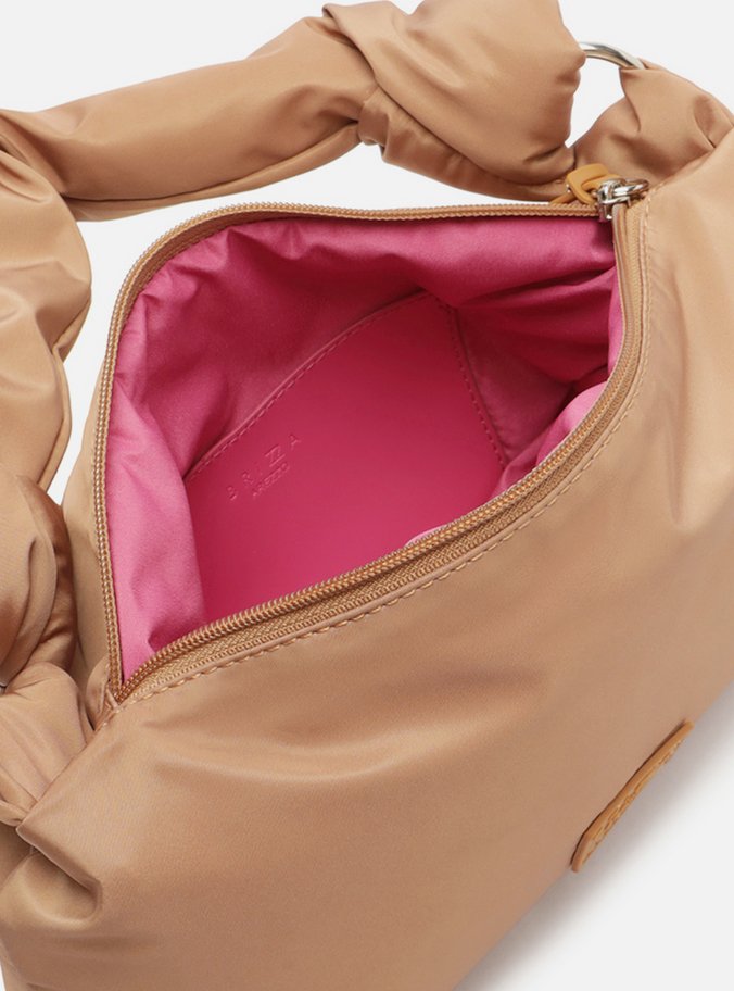 Bolsa Hobo Marrom Nylon Bella Pequena