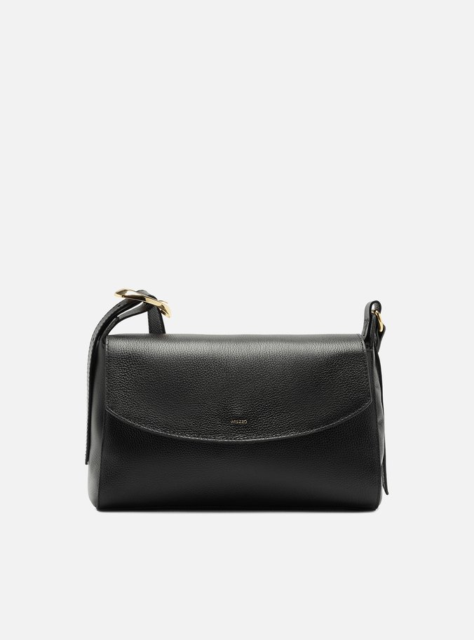 Bolsa Tiracolo Preta Couro Média Básica