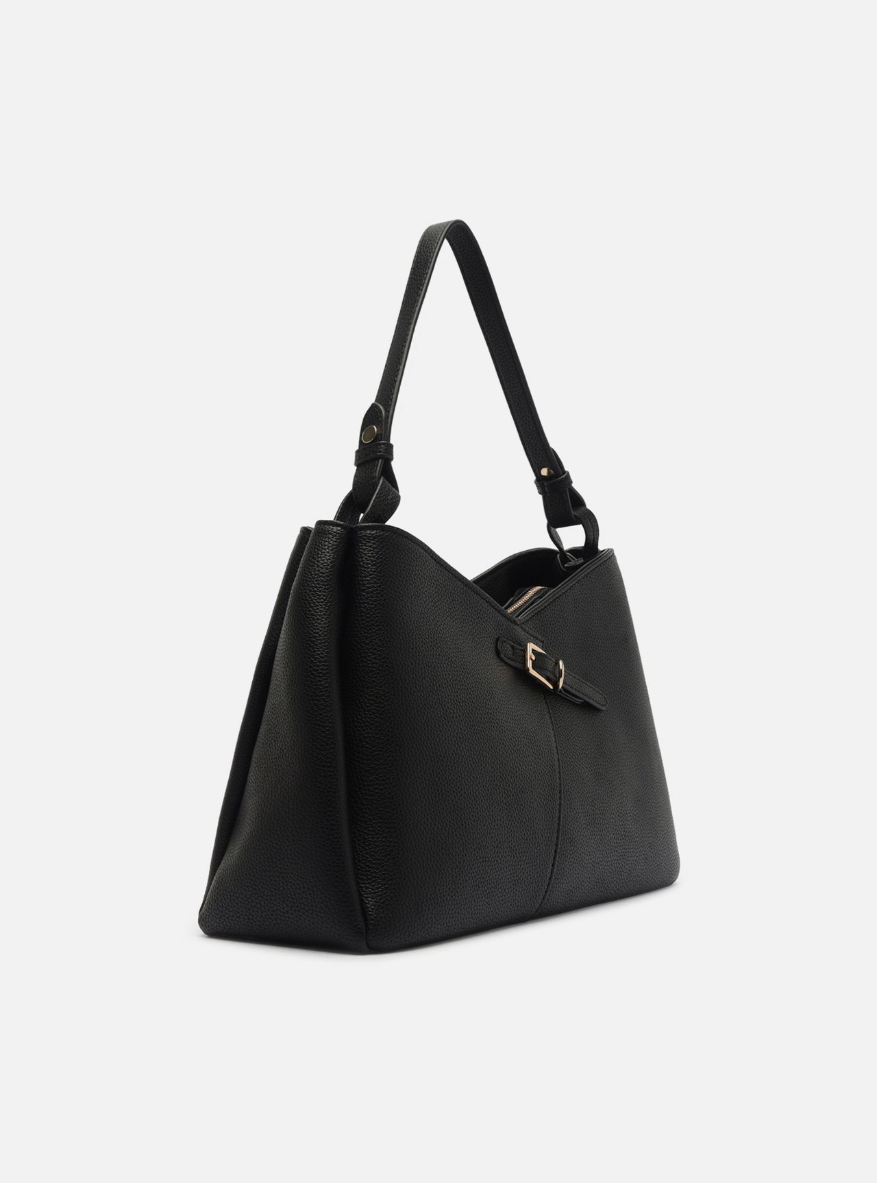 Bolsa Shopping Preta Média Detalhe Fivela — foto 5