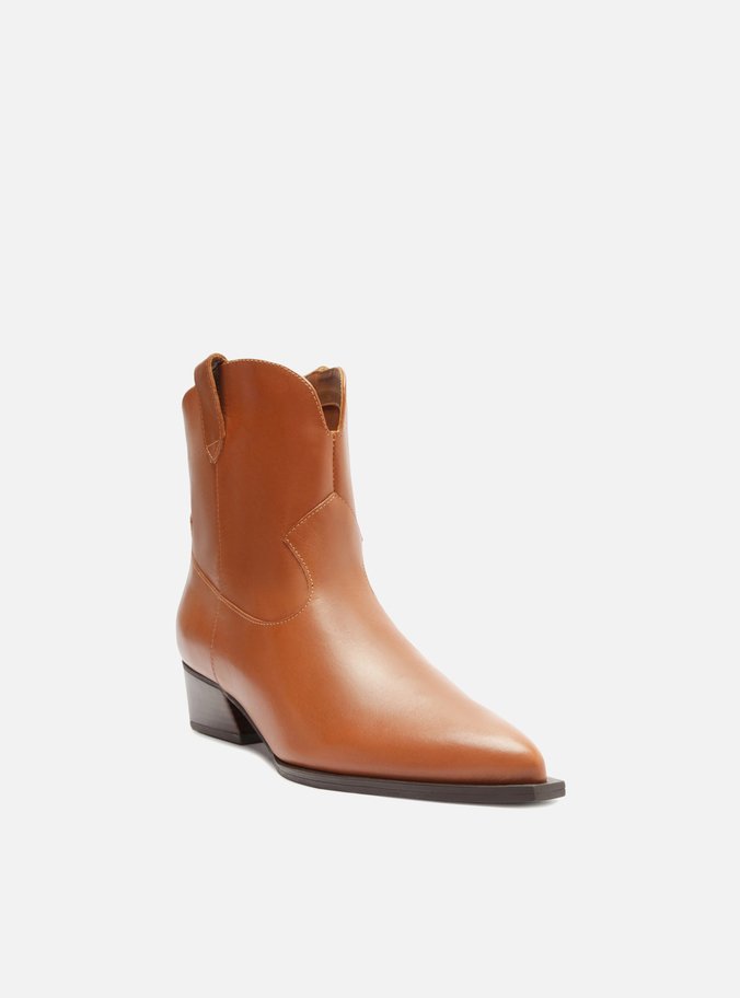 Bota Marrom Couro Cano Curto Básica Western