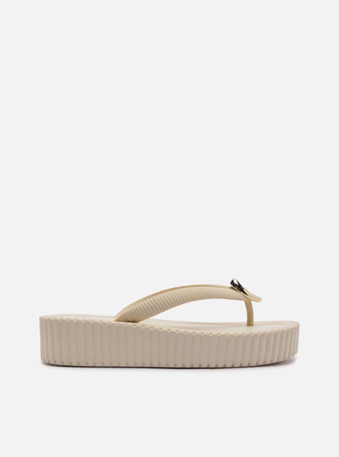 Chinelo Branco Flatform Flip Flop Metal Bali