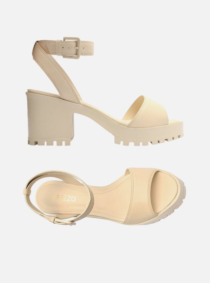 Sandália Off-White Couro Bloco Tratorada Tiras