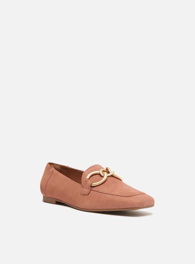 Mocassim Rosa Nobuck Bico Quadrado Elos