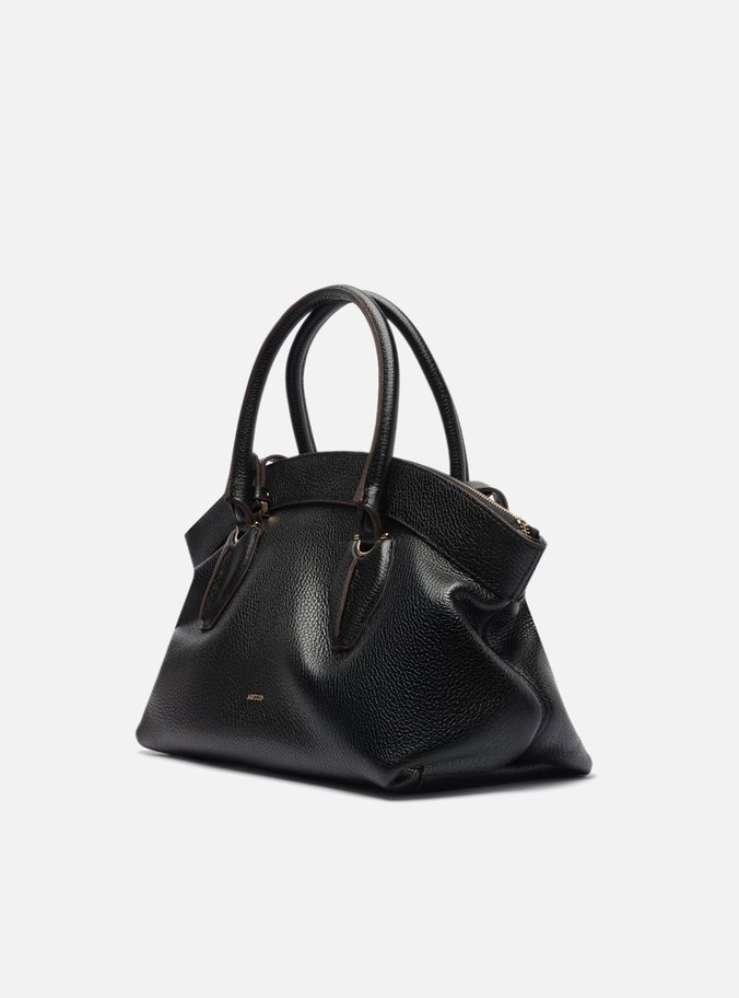 Bolsa Tote Preta Couro Grande Moderna