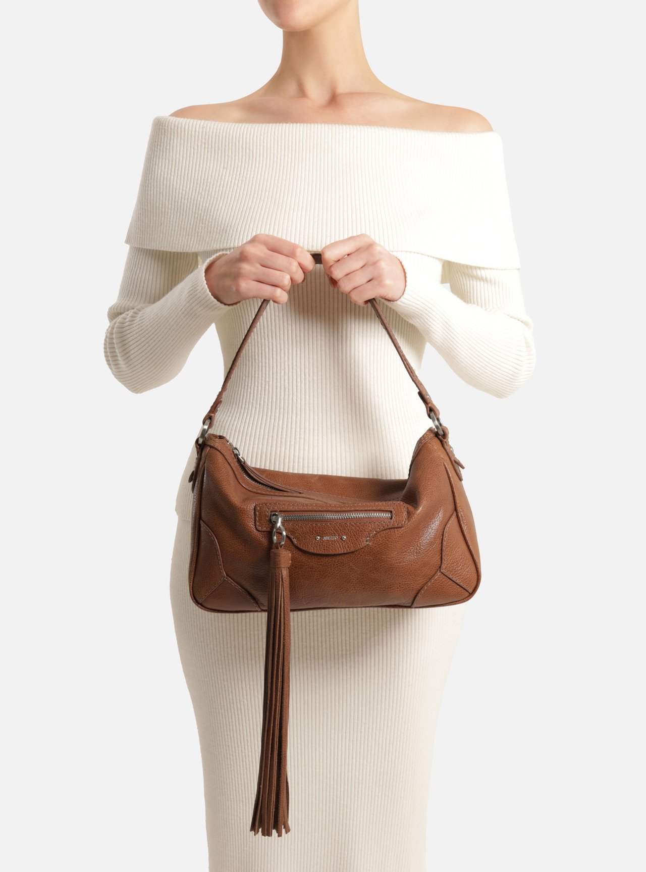 Bolsa Shoulder Marrom Couro Grande Barbicacho — foto 6