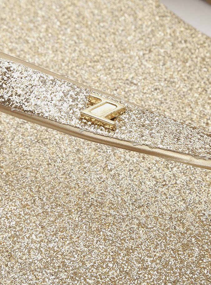 Chinelo de Dedo Dourado Tira Metalizada Brizza