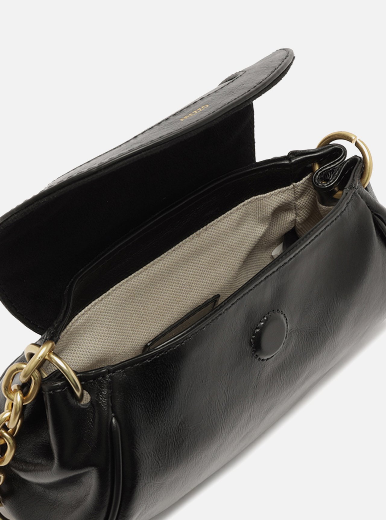 Bolsa Tiracolo Preta Couro Pequena Flap Bag — foto 4