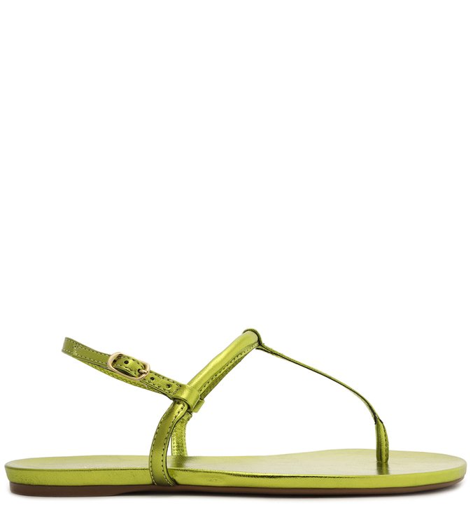 Sandália Rasteira Metalizada Verde Slim